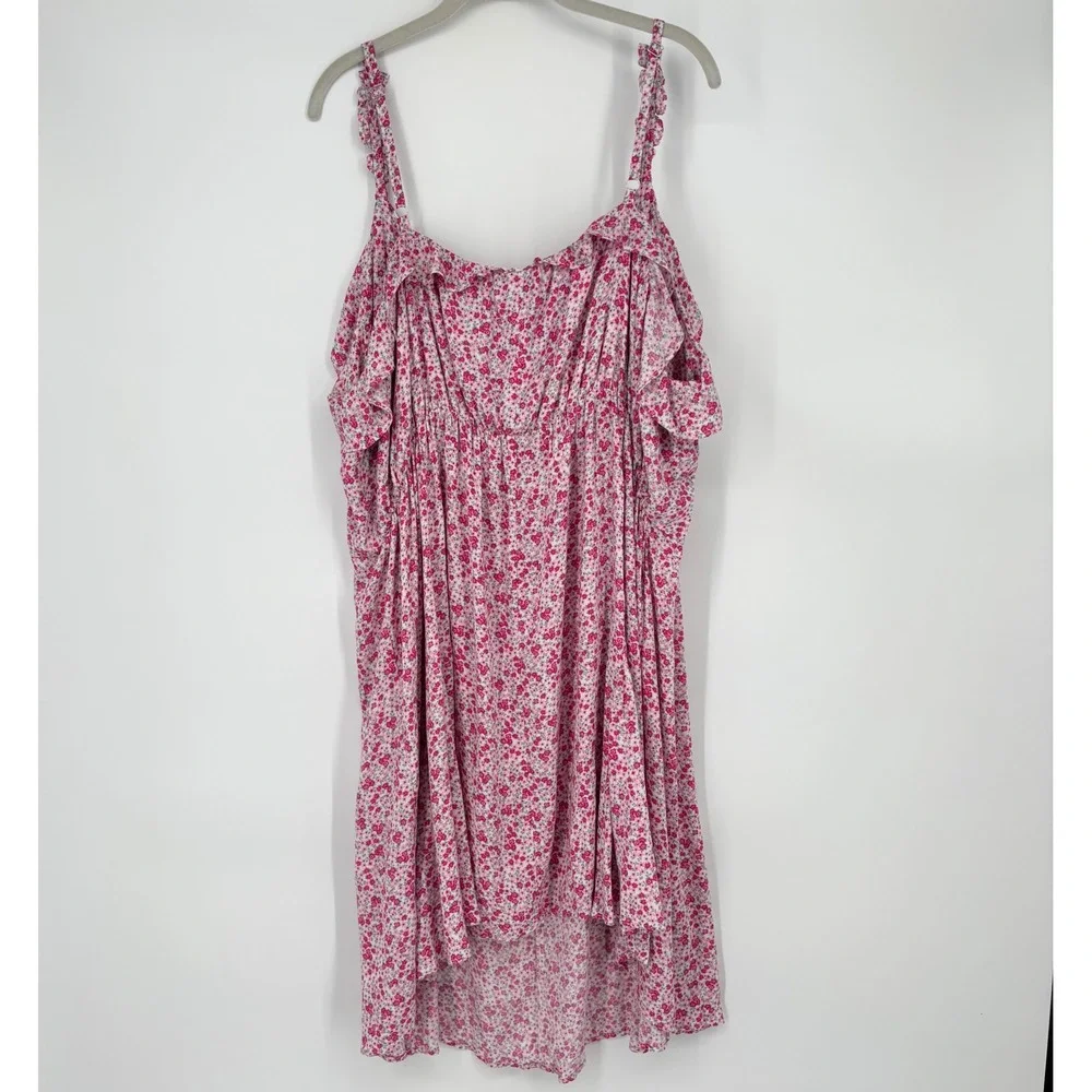 NWT City Chic Pink Foolish Ditsy Floral Ruffle Strap Tie Front Dress sz 24W - Picture 7 of 12